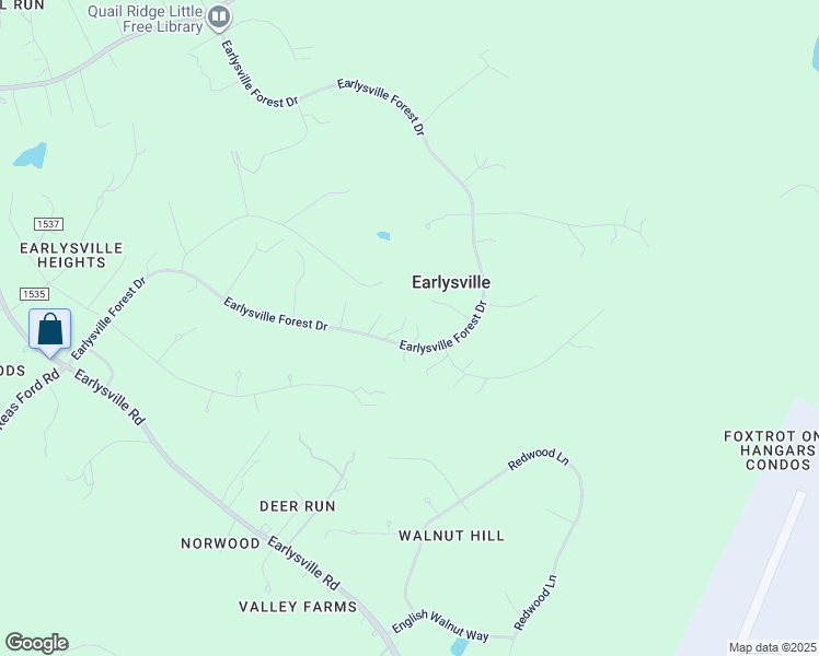 map of restaurants, bars, coffee shops, grocery stores, and more near 1030 Earlysville Forest Drive in Earlysville