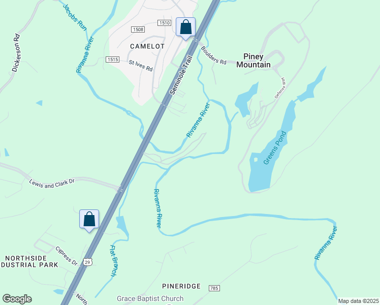 map of restaurants, bars, coffee shops, grocery stores, and more near 2288 Rivers Edge Road in Charlottesville