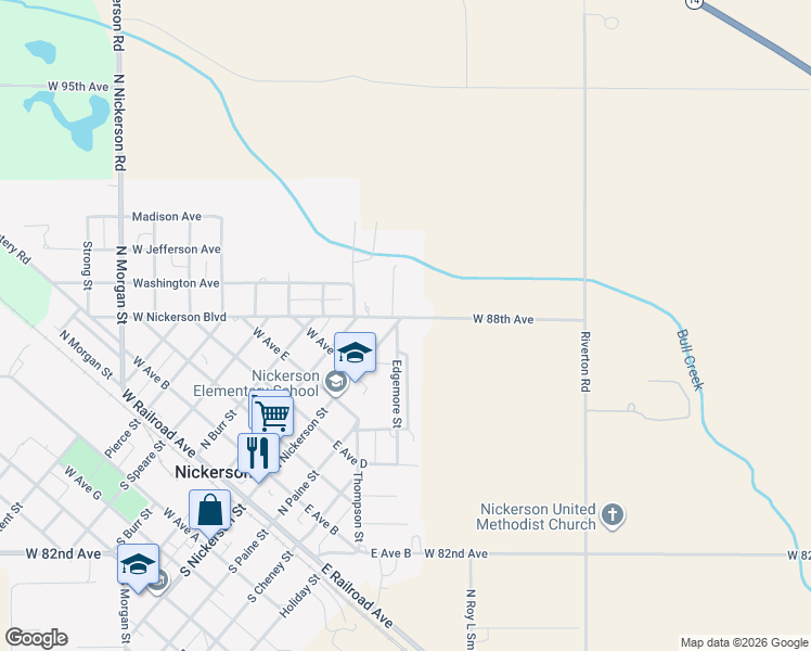 map of restaurants, bars, coffee shops, grocery stores, and more near 2 West Nickerson Boulevard in Nickerson