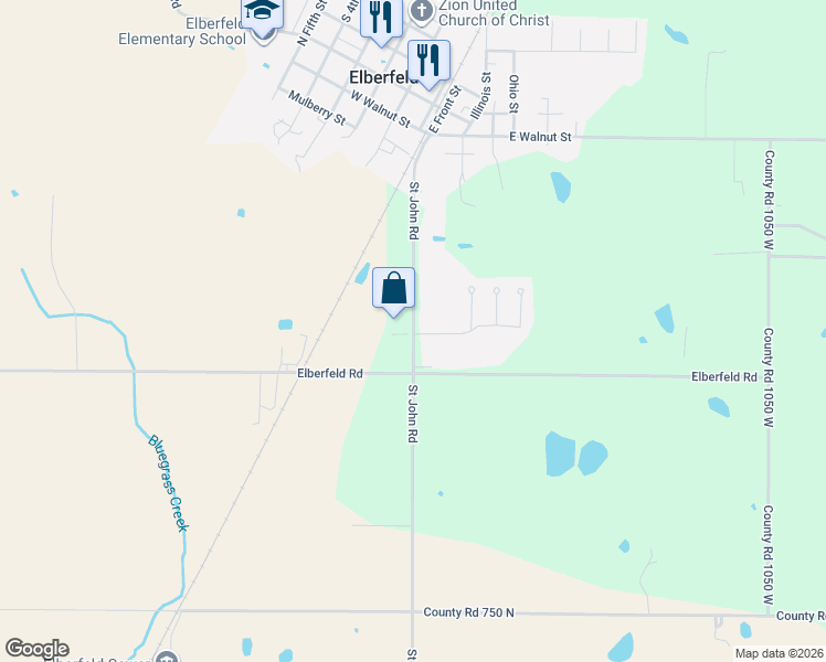map of restaurants, bars, coffee shops, grocery stores, and more near 8100-8398 Saint John's Road in Elberfeld
