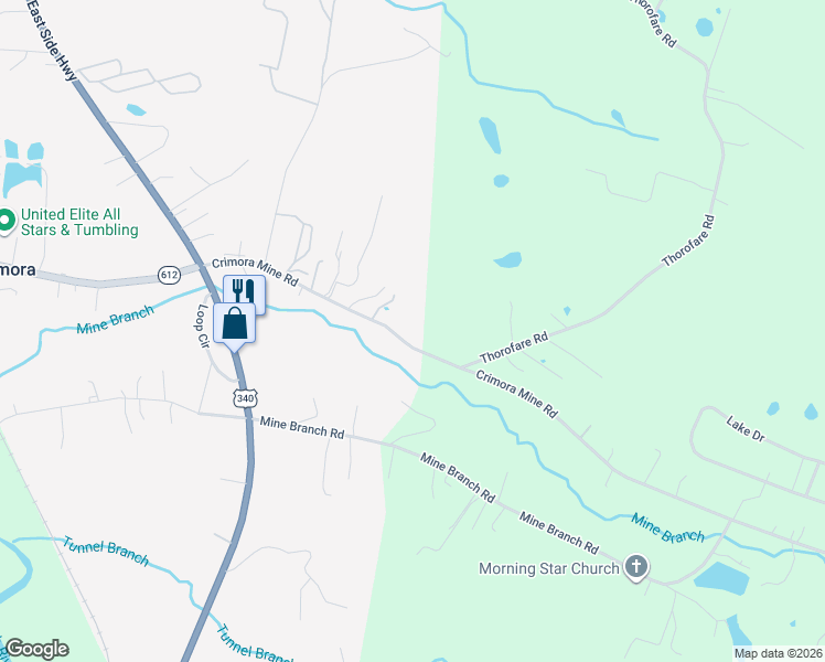 map of restaurants, bars, coffee shops, grocery stores, and more near 230 Crimora Lake Lane in Crimora