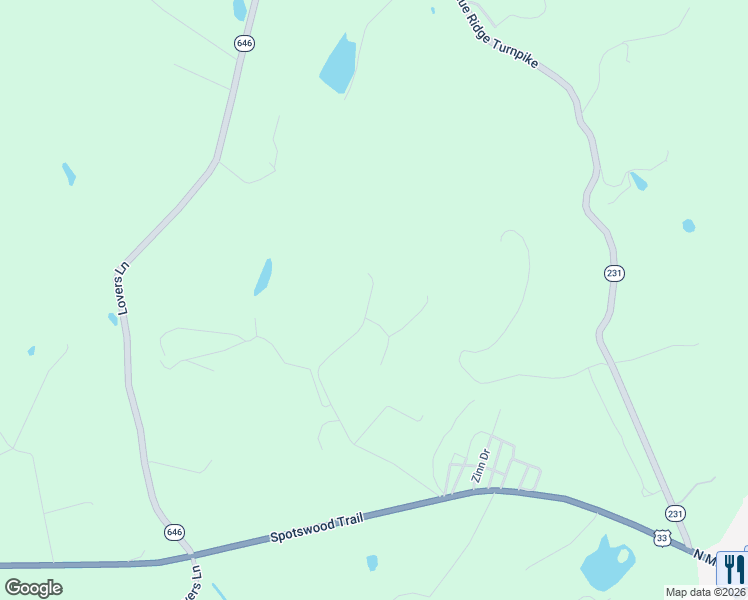 map of restaurants, bars, coffee shops, grocery stores, and more near 18276 Cameron Road in Gordonsville