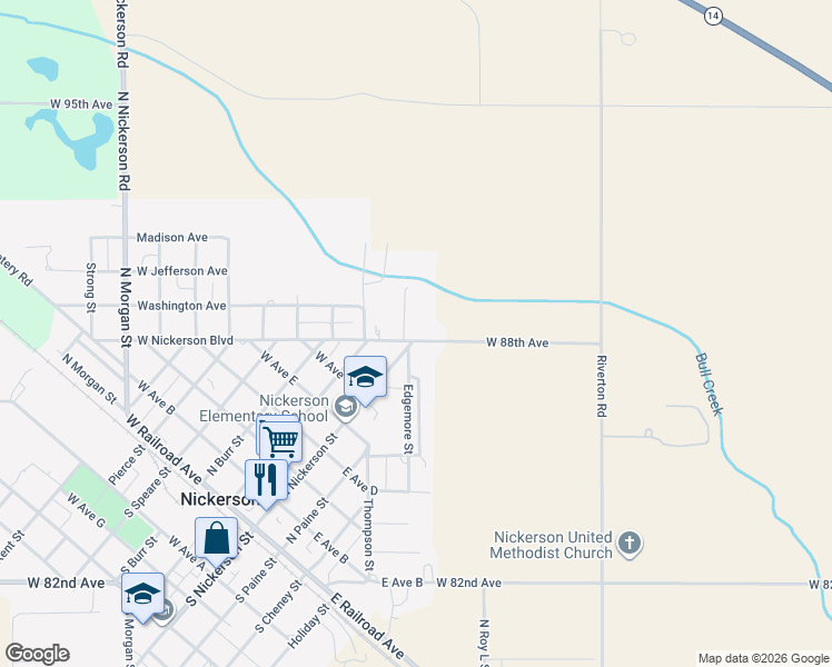 map of restaurants, bars, coffee shops, grocery stores, and more near 2 West Nickerson Boulevard in Nickerson