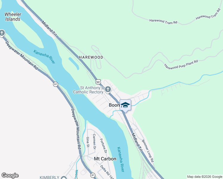 map of restaurants, bars, coffee shops, grocery stores, and more near 127 Delta Road 170 in Boomer