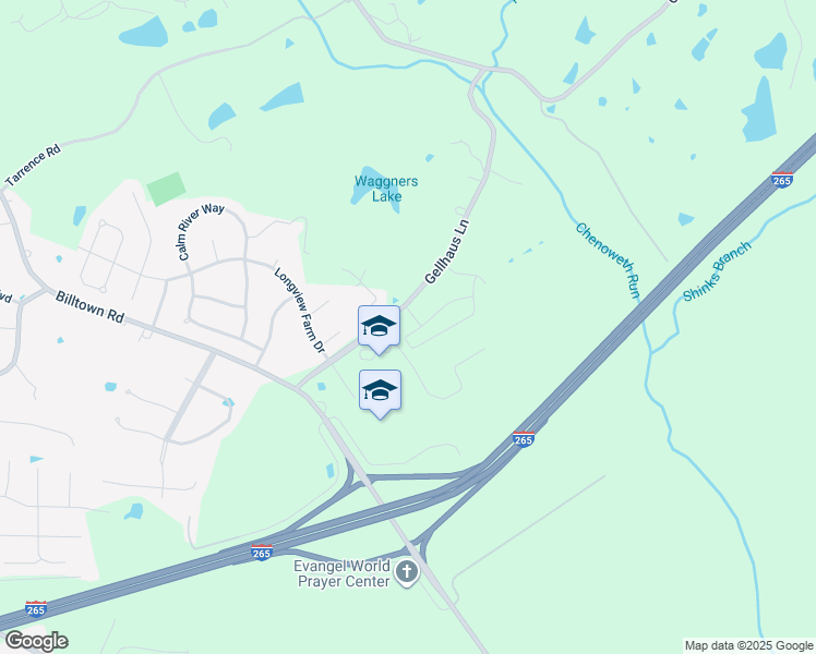 map of restaurants, bars, coffee shops, grocery stores, and more near 6015 Bristol Bluffs Circle in Louisville