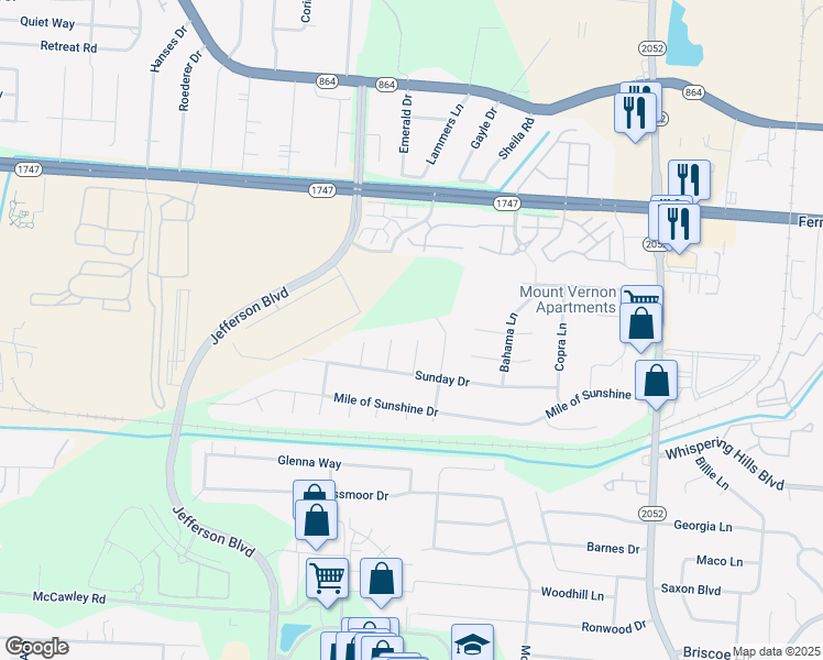map of restaurants, bars, coffee shops, grocery stores, and more near 6700 Tamarind Court in Louisville