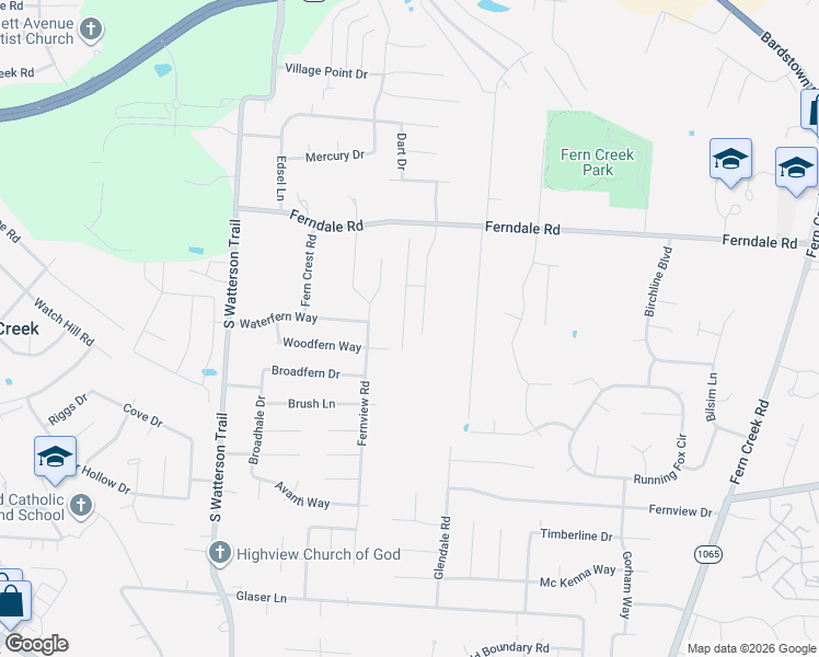 map of restaurants, bars, coffee shops, grocery stores, and more near 6415 Labor Lane in Louisville
