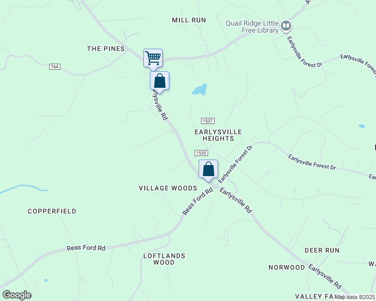 map of restaurants, bars, coffee shops, grocery stores, and more near 4091 Earlysville Road in Earlysville