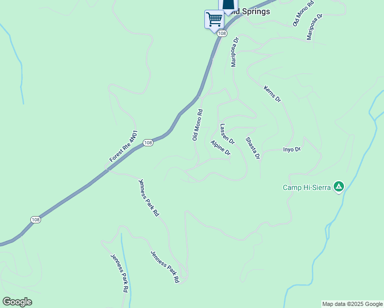 map of restaurants, bars, coffee shops, grocery stores, and more near 29386 Old Mono Road in Long Barn