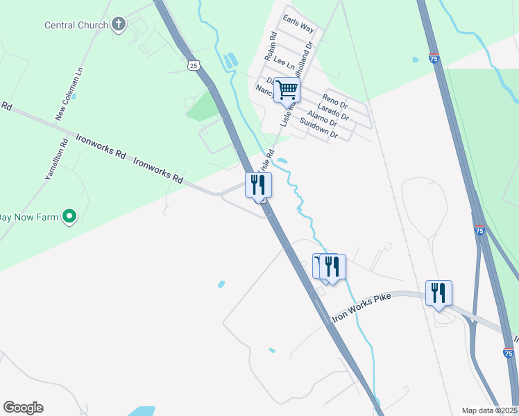 map of restaurants, bars, coffee shops, grocery stores, and more near 4731 Georgetown Road in Lexington