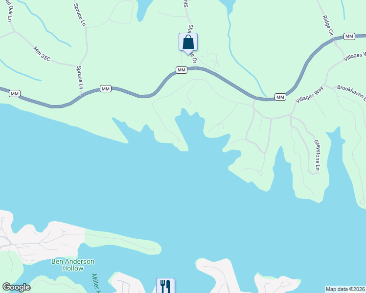 map of restaurants, bars, coffee shops, grocery stores, and more near 160 Springridge Lane in Sunrise Beach