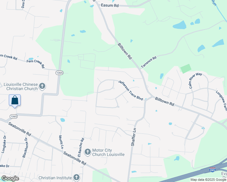 map of restaurants, bars, coffee shops, grocery stores, and more near 6609 Sycamore Bend Trce in Louisville