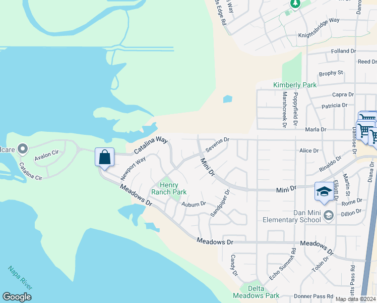 map of restaurants, bars, coffee shops, grocery stores, and more near 141 Norden Court in Vallejo