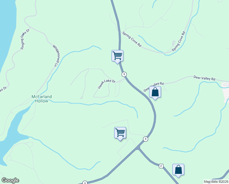 map of restaurants, bars, coffee shops, grocery stores, and more near 1-99 Dove Ln in Sunrise Beach