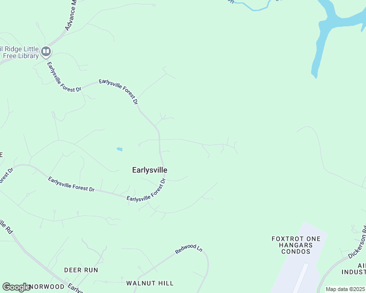 map of restaurants, bars, coffee shops, grocery stores, and more near 1145 Hunters Ridge Road in Earlysville