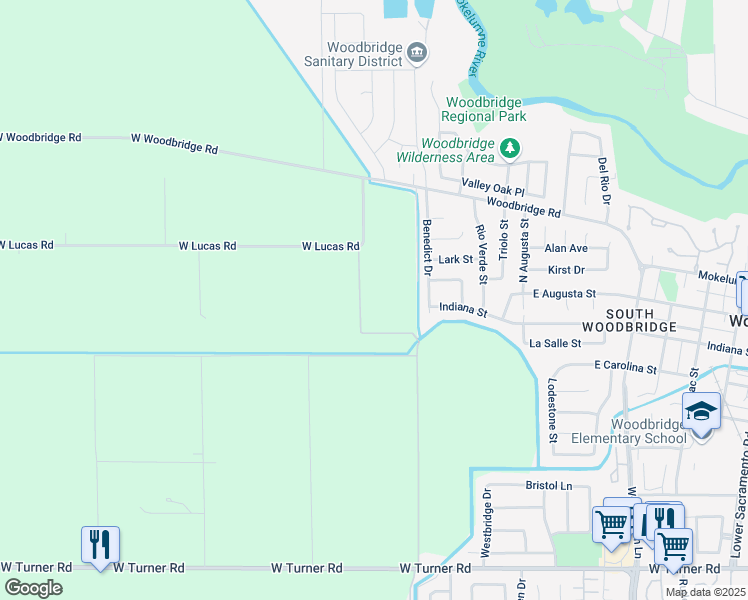 map of restaurants, bars, coffee shops, grocery stores, and more near 190 West Lucas Road in Lodi