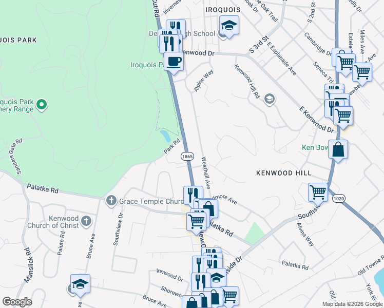 map of restaurants, bars, coffee shops, grocery stores, and more near in Louisville
