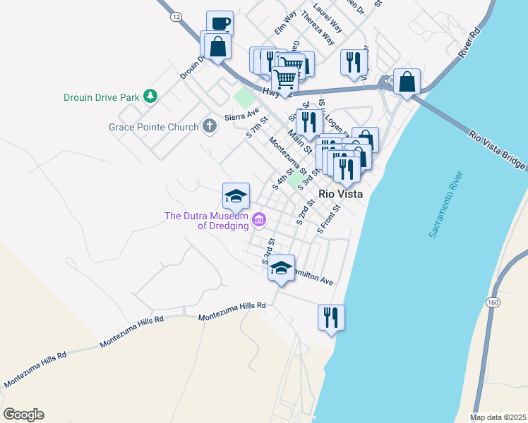 map of restaurants, bars, coffee shops, grocery stores, and more near 288 Saint Joseph Street in Rio Vista