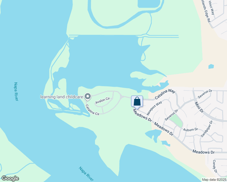 map of restaurants, bars, coffee shops, grocery stores, and more near Avalon Cir & Catalina Cir in Vallejo