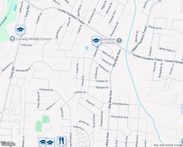 map of restaurants, bars, coffee shops, grocery stores, and more near 6606 Eclipse Drive in Louisville
