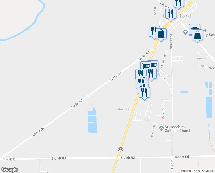 map of restaurants, bars, coffee shops, grocery stores, and more near 12718 Locke Road in Lockeford