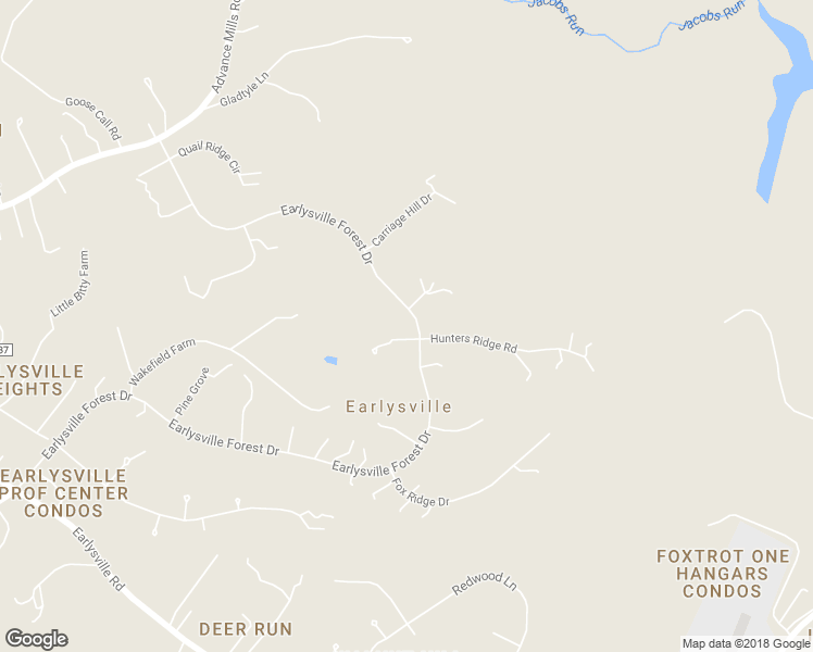 map of restaurants, bars, coffee shops, grocery stores, and more near 1090 Hunters Ridge Road in Earlysville