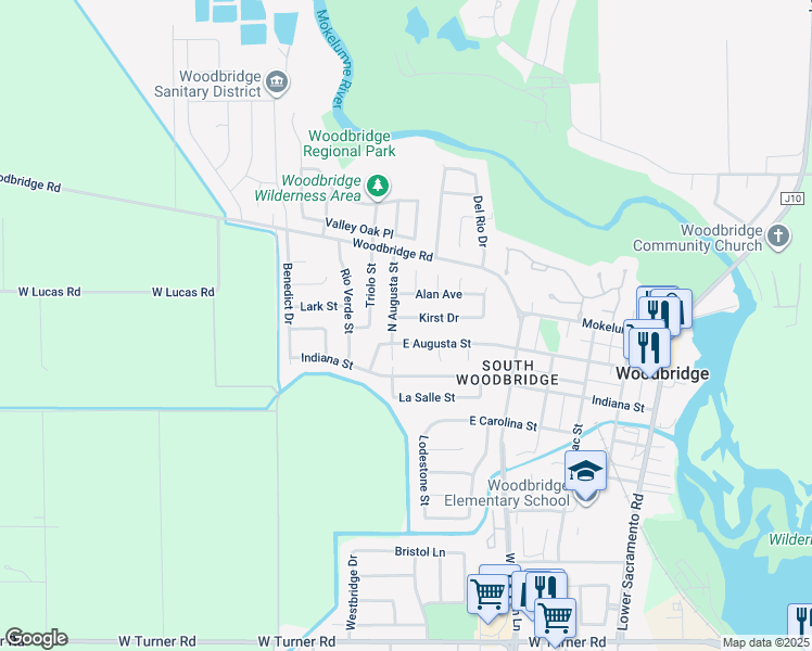 map of restaurants, bars, coffee shops, grocery stores, and more near 422 Kirst Drive in Woodbridge
