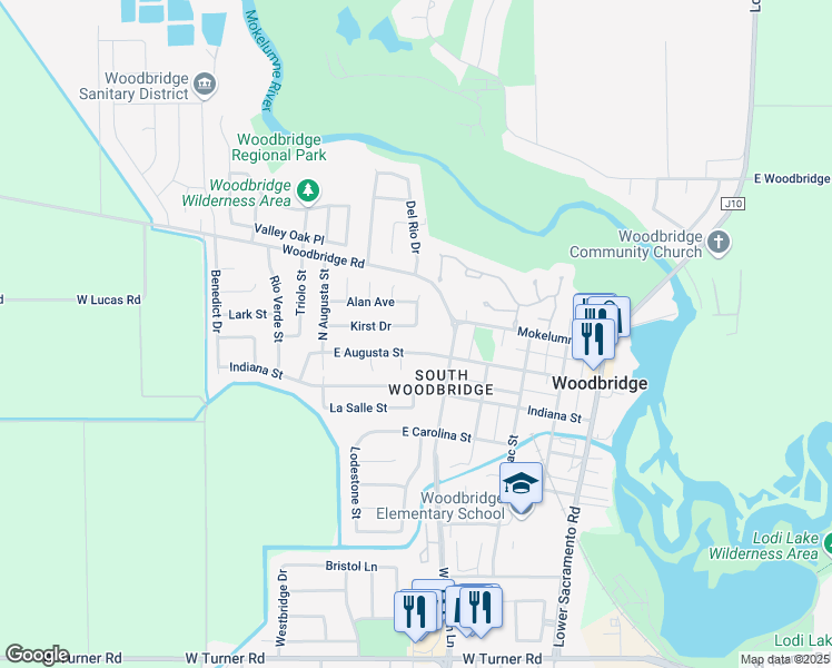 map of restaurants, bars, coffee shops, grocery stores, and more near 592 Kirst Drive in Woodbridge