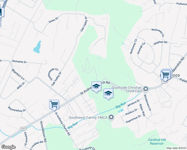 map of restaurants, bars, coffee shops, grocery stores, and more near 3200 Renwood Boulevard in Louisville
