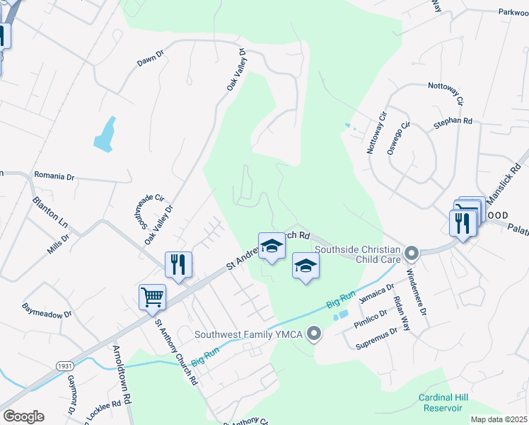 map of restaurants, bars, coffee shops, grocery stores, and more near 3200 Renwood Boulevard in Louisville