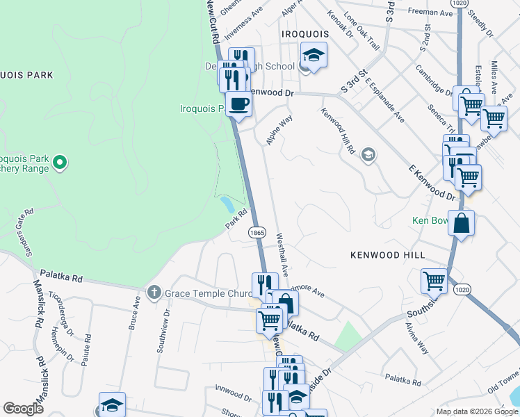 map of restaurants, bars, coffee shops, grocery stores, and more near in Louisville