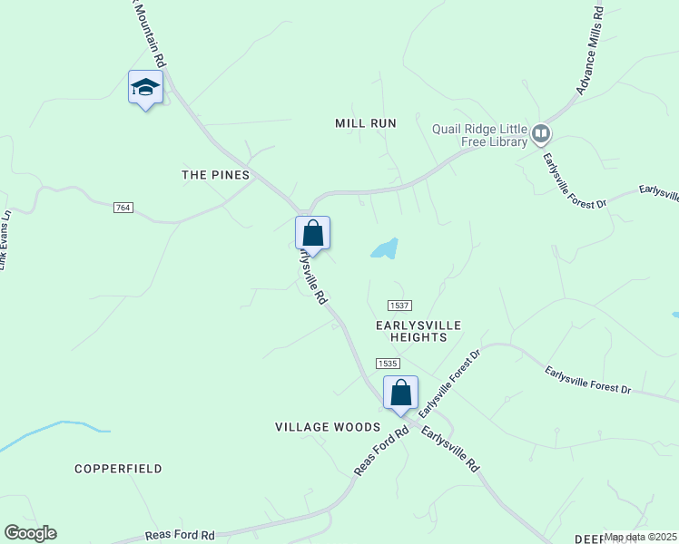 map of restaurants, bars, coffee shops, grocery stores, and more near 4231 Earlysville Road in Earlysville