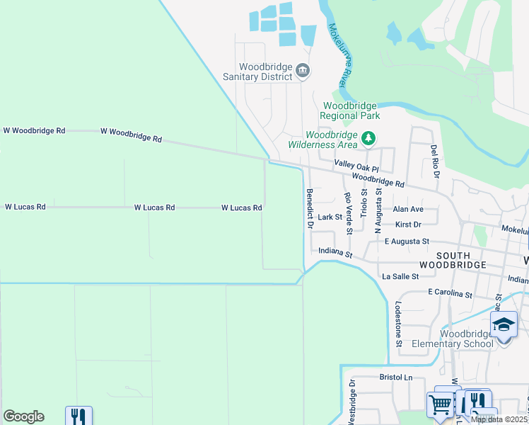 map of restaurants, bars, coffee shops, grocery stores, and more near 190 West Lucas Road in Lodi
