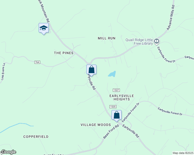 map of restaurants, bars, coffee shops, grocery stores, and more near 4231 Earlysville Road in Earlysville