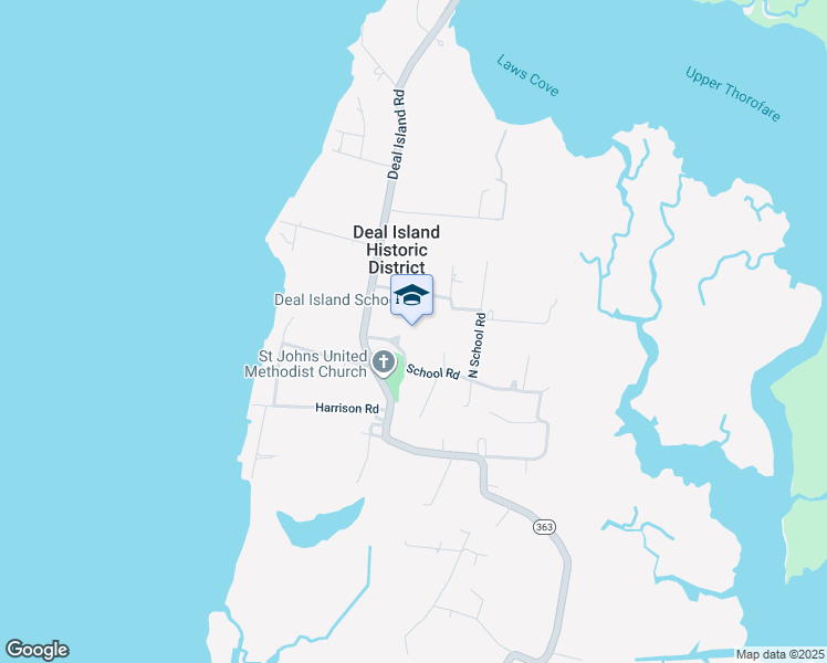 map of restaurants, bars, coffee shops, grocery stores, and more near 23275 Lola Wheatley Road in Deal Island Historic District