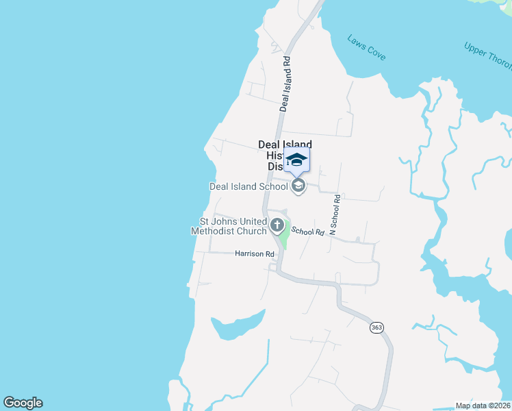 map of restaurants, bars, coffee shops, grocery stores, and more near 8954 Deal Island Road in Deal Island Historic District