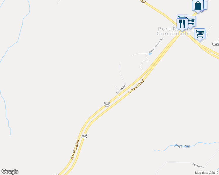 map of restaurants, bars, coffee shops, grocery stores, and more near 7458 Edmont Road in Port Royal