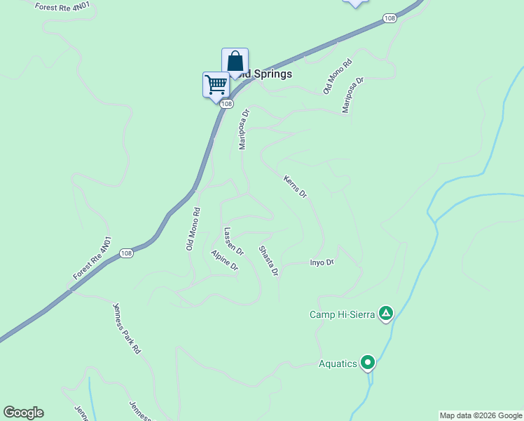 map of restaurants, bars, coffee shops, grocery stores, and more near 29636 Lassen Drive in Cold Springs