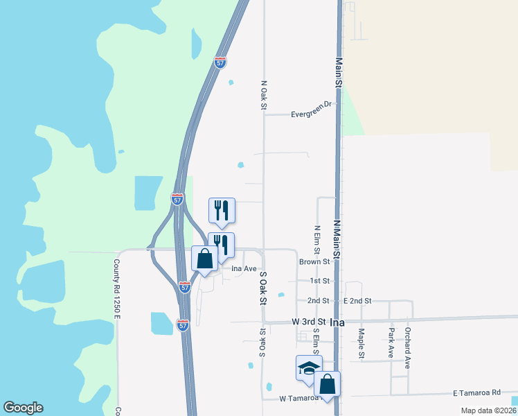map of restaurants, bars, coffee shops, grocery stores, and more near 100-198 Lakeview Drive in Ina