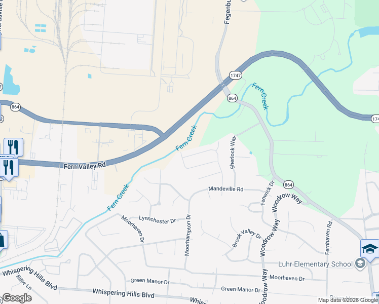map of restaurants, bars, coffee shops, grocery stores, and more near 6305 Overton Road in Louisville