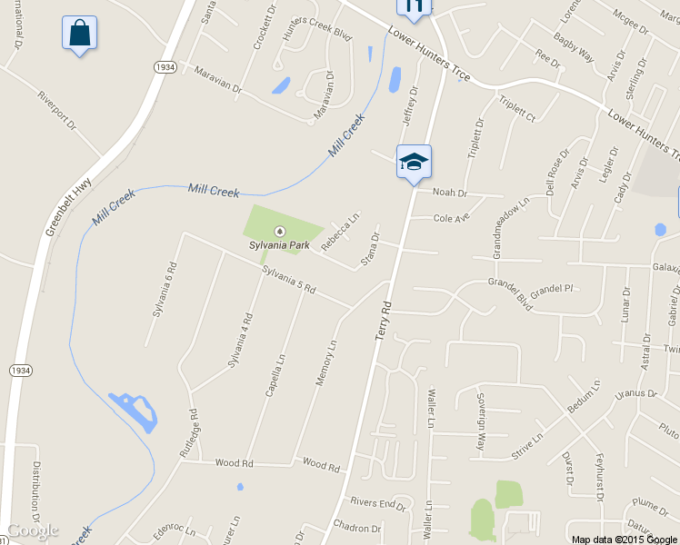 map of restaurants, bars, coffee shops, grocery stores, and more near 6106 Trena Trail in Louisville