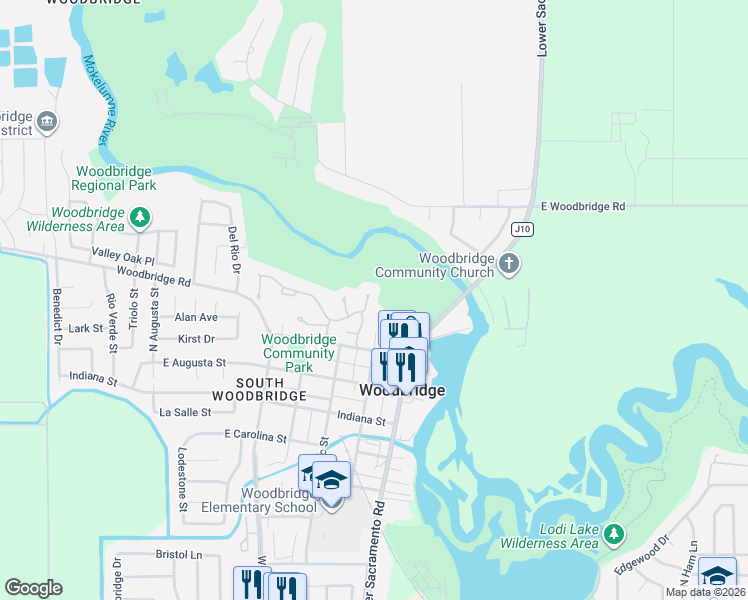 map of restaurants, bars, coffee shops, grocery stores, and more near 19164 Pebble Court in Woodbridge