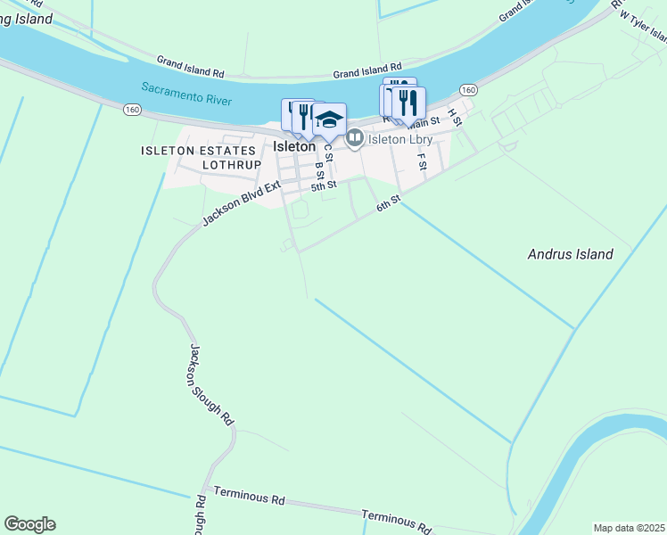 map of restaurants, bars, coffee shops, grocery stores, and more near Jackson Boulevard Exn in Isleton