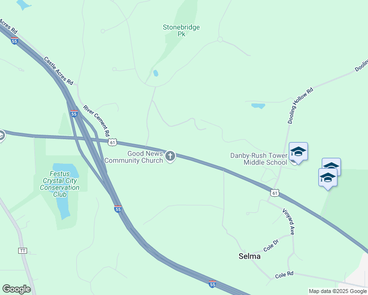 map of restaurants, bars, coffee shops, grocery stores, and more near 2798 U.S. 61 in Festus
