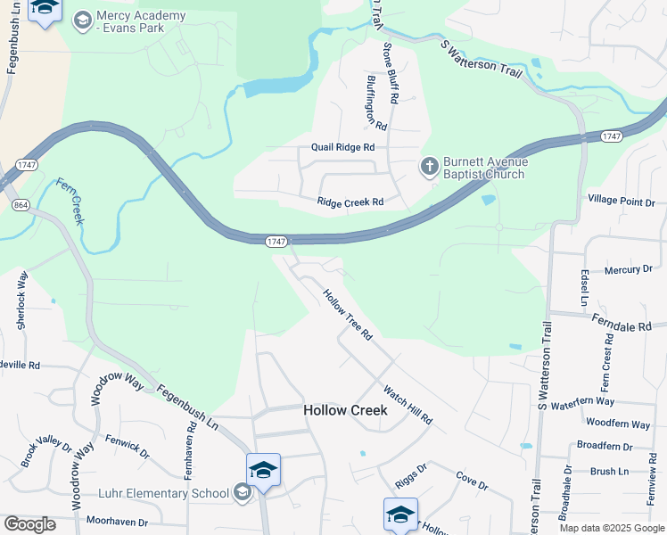 map of restaurants, bars, coffee shops, grocery stores, and more near 7603 Downs Farm Way in Louisville