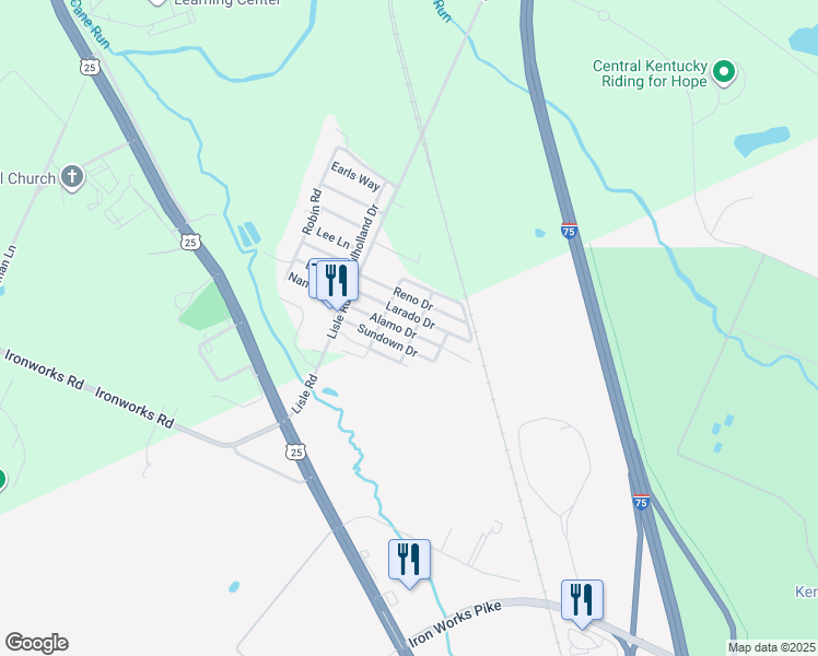 map of restaurants, bars, coffee shops, grocery stores, and more near 113 Larado Dr in Georgetown