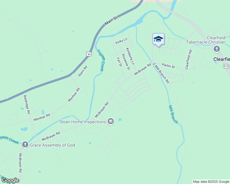 map of restaurants, bars, coffee shops, grocery stores, and more near 950 McBrayer Road in Clearfield