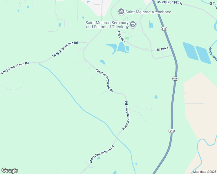 map of restaurants, bars, coffee shops, grocery stores, and more near N County Road 1250 East in Saint Meinrad