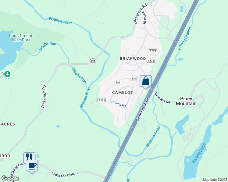 map of restaurants, bars, coffee shops, grocery stores, and more near 212 Barnsdale Road in Charlottesville