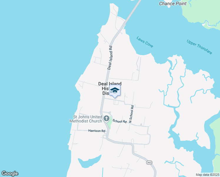 map of restaurants, bars, coffee shops, grocery stores, and more near in Deal Island Historic District